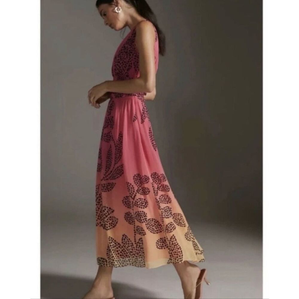 New Anthropologie Verb by Pallavi Singhee V-Neck Ombre Maxi Dress Sz XS - Picture 3 of 7